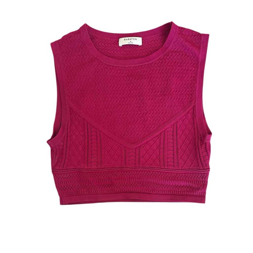 Aritzia Babaton Pointelle Crop Tank Hot Pink